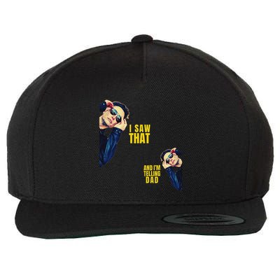 Funny! I Saw That And IM Telling Dad Jesus Meme Trump Elon Wool Snapback Cap