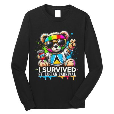 Funny I Survived St. Lucia Carnival Bear Paint Powder Fete Long Sleeve Shirt