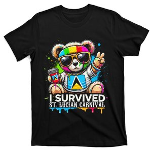 Funny I Survived St. Lucia Carnival Bear Paint Powder Fete T-Shirt