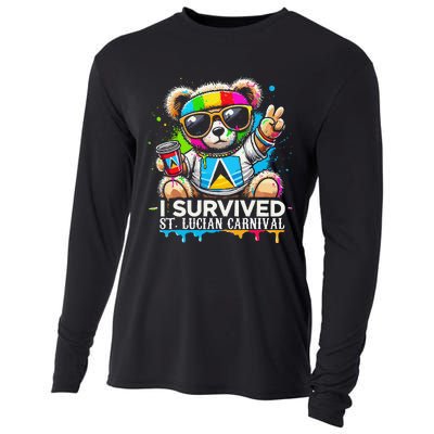 Funny I Survived St. Lucia Carnival Bear Paint Powder Fete Cooling Performance Long Sleeve Crew