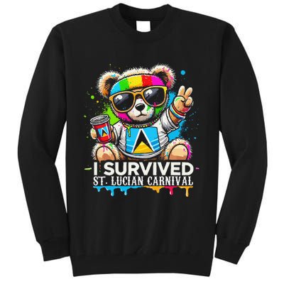 Funny I Survived St. Lucia Carnival Bear Paint Powder Fete Tall Sweatshirt