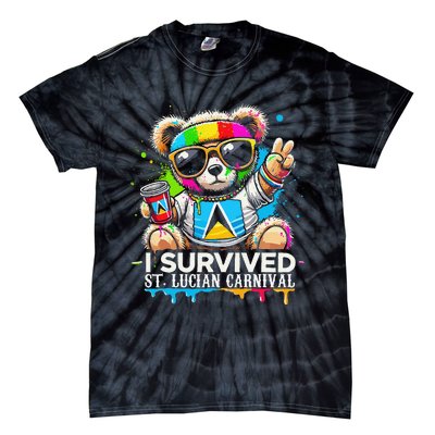 Funny I Survived St. Lucia Carnival Bear Paint Powder Fete Tie-Dye T-Shirt