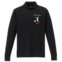 Funny Italy Soccer Forza Azzurri Italian Italia Performance Long Sleeve Polo