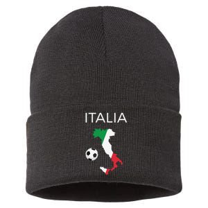 Funny Italy Soccer Forza Azzurri Italian Italia Sustainable Knit Beanie