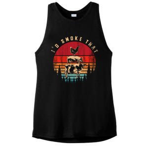 Funny Id Smoke That Barbecue Chef Grillmaster Gift Retro Bbq Cool Gift Ladies PosiCharge Tri-Blend Wicking Tank