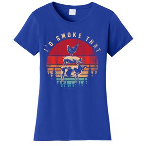 Funny Id Smoke That Barbecue Chef Grillmaster Gift Retro Bbq Cool Gift Women's T-Shirt