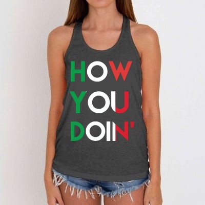 Funny Italian Sayings How You Doin Women's Knotted Racerback Tank