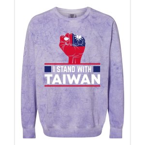 Fist I Stand With Taiwan Cool Gift Colorblast Crewneck Sweatshirt