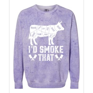 Funny I’d Smoke That Cow Meat Grilling Bbq Smoker Chef Dad Gift Colorblast Crewneck Sweatshirt