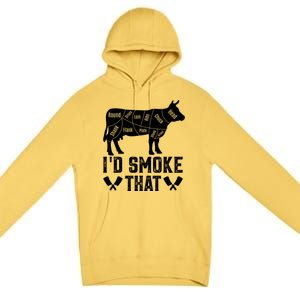 Funny I’d Smoke That Cow Meat Grilling Bbq Smoker Chef Dad Gift Premium Pullover Hoodie