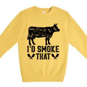 Funny I’d Smoke That Cow Meat Grilling Bbq Smoker Chef Dad Gift Premium Crewneck Sweatshirt