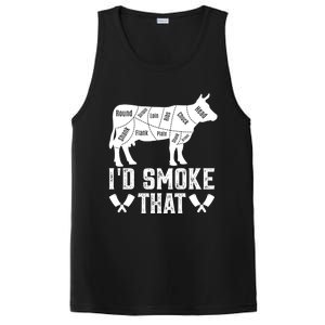 Funny I’d Smoke That Cow Meat Grilling Bbq Smoker Chef Dad Gift PosiCharge Competitor Tank