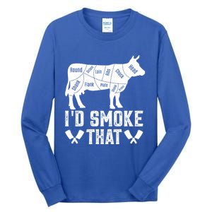 Funny I’d Smoke That Cow Meat Grilling Bbq Smoker Chef Dad Gift Tall Long Sleeve T-Shirt