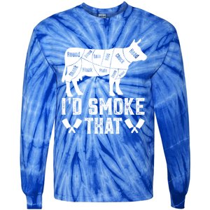 Funny I’d Smoke That Cow Meat Grilling Bbq Smoker Chef Dad Gift Tie-Dye Long Sleeve Shirt