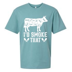 Funny I’d Smoke That Cow Meat Grilling Bbq Smoker Chef Dad Gift Sueded Cloud Jersey T-Shirt