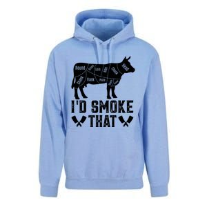 Funny I’d Smoke That Cow Meat Grilling Bbq Smoker Chef Dad Gift Unisex Surf Hoodie