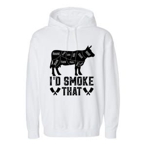 Funny I’d Smoke That Cow Meat Grilling Bbq Smoker Chef Dad Gift Garment-Dyed Fleece Hoodie