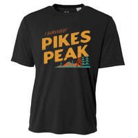 Funny I Survived Pikes Peak Retro Colorado Bigfoot Souvenir Cooling Performance Crew T-Shirt