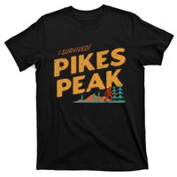 Funny I Survived Pikes Peak Retro Colorado Bigfoot Souvenir T-Shirt