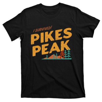 Funny I Survived Pikes Peak Retro Colorado Bigfoot Souvenir T-Shirt