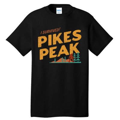 Funny I Survived Pikes Peak Retro Colorado Bigfoot Souvenir Tall T-Shirt