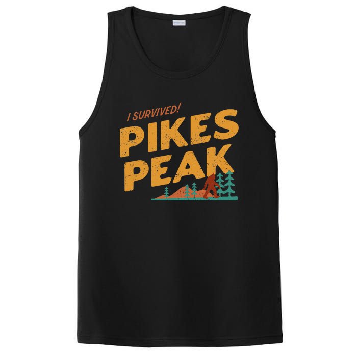 Funny I Survived Pikes Peak Retro Colorado Bigfoot Souvenir PosiCharge Competitor Tank