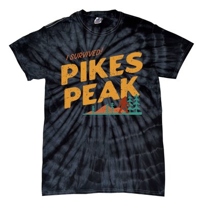 Funny I Survived Pikes Peak Retro Colorado Bigfoot Souvenir Tie-Dye T-Shirt