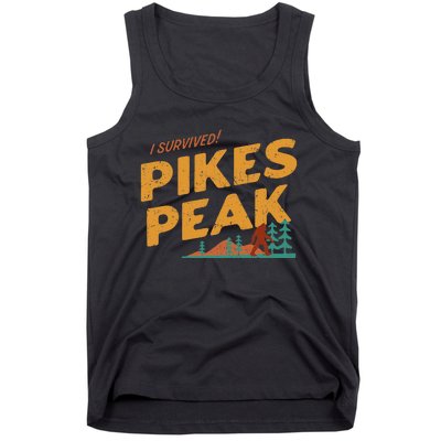 Funny I Survived Pikes Peak Retro Colorado Bigfoot Souvenir Tank Top