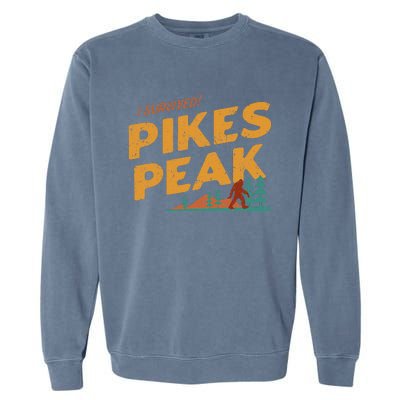 Funny I Survived Pikes Peak Retro Colorado Bigfoot Souvenir Garment-Dyed Sweatshirt