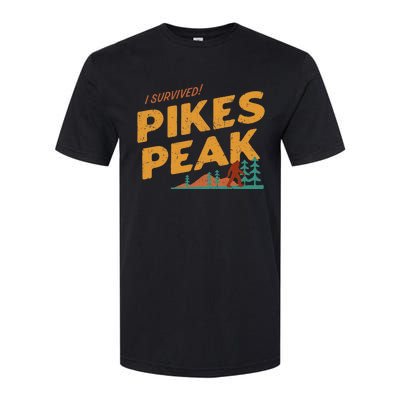 Funny I Survived Pikes Peak Retro Colorado Bigfoot Souvenir Softstyle CVC T-Shirt