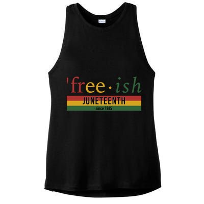 Free Ish Since 1865 With Pan African Flag For Juneteenth Ladies PosiCharge Tri-Blend Wicking Tank