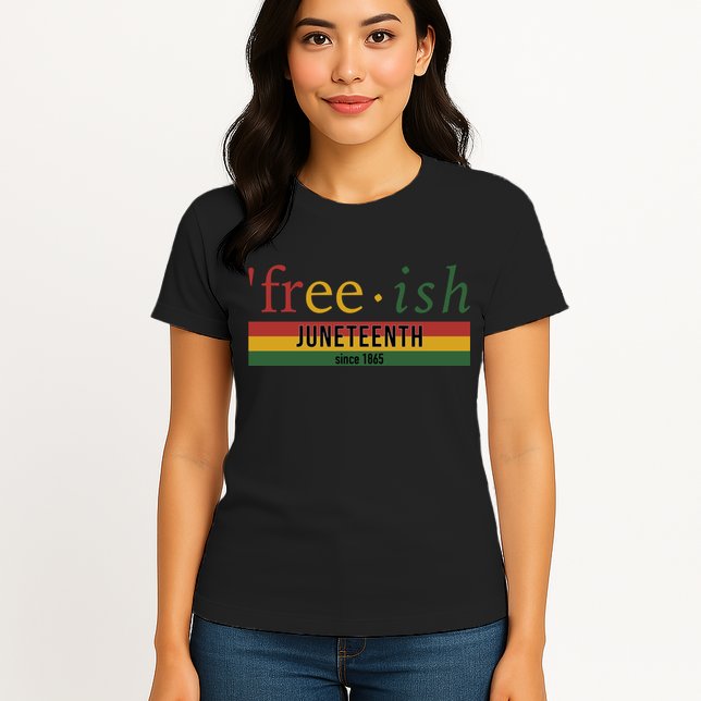 Free Ish Since 1865 With Pan African Flag For Juneteenth Womens T-Shirt