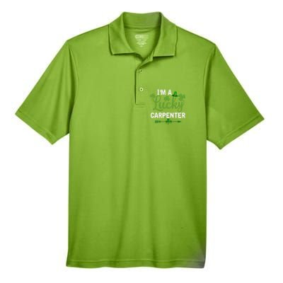 Funny Irish St Patricks Day Costume I'm A Lucky Carpenter Gift Men's Origin Performance Piqué Polo