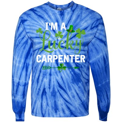 Funny Irish St Patricks Day Costume I'm A Lucky Carpenter Gift Tie-Dye Long Sleeve Shirt