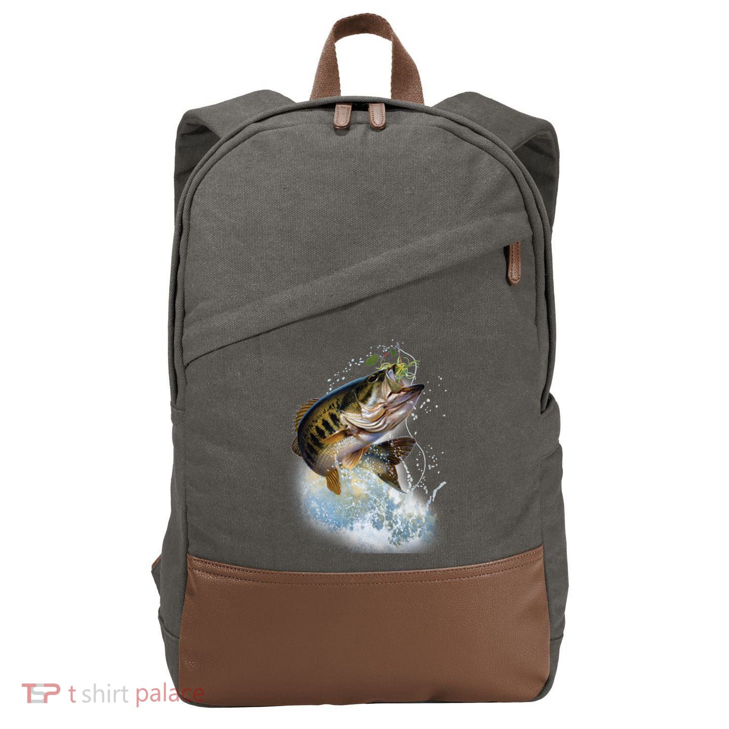 Fish and Hook Cotton Canvas Backpack