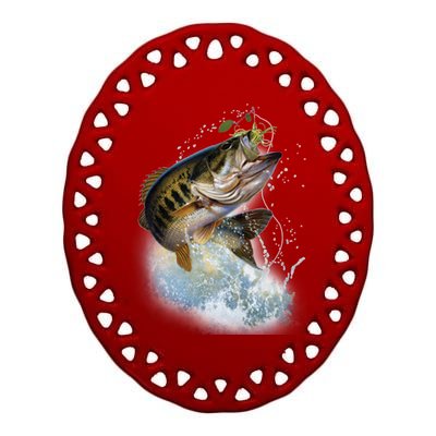 Fish and Hook Ceramic Oval Ornament