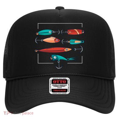 Fish Bait Set High Crown Mesh Back Trucker Hat