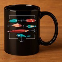 Fish Bait Set 11oz C Handle Ceramic Mug