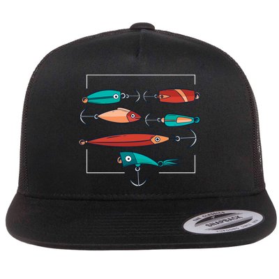 Fish Bait Set Flat Bill Trucker Hat