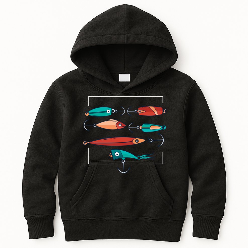 Fish Bait Set Kids Hoodie