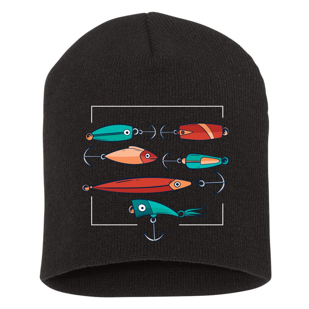 Fish Bait Set Short Acrylic Beanie