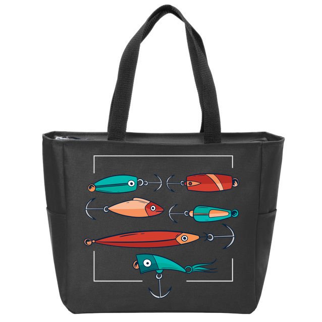 Fish Bait Set Zip Tote Bag