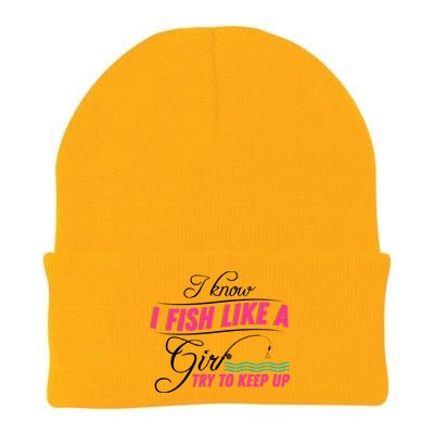 Fish Like A Girl Try To Keep Up Knit Cap Winter Beanie