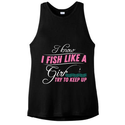Fish Like A Girl Try To Keep Up Ladies PosiCharge Tri-Blend Wicking Tank