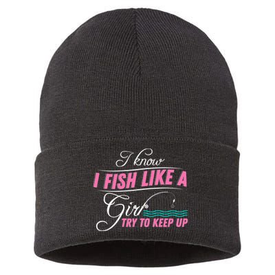 Fish Like A Girl Try To Keep Up Sustainable Knit Beanie