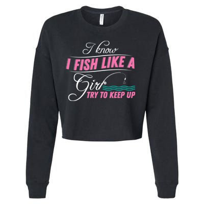 Fish Like A Girl Try To Keep Up Cropped Pullover Crew