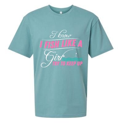Fish Like A Girl Try To Keep Up Sueded Cloud Jersey T-Shirt