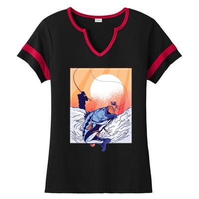 Fisherman Sunset Ladies Halftime Notch Neck Tee