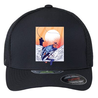 Fisherman Sunset Flexfit Unipanel Trucker Cap