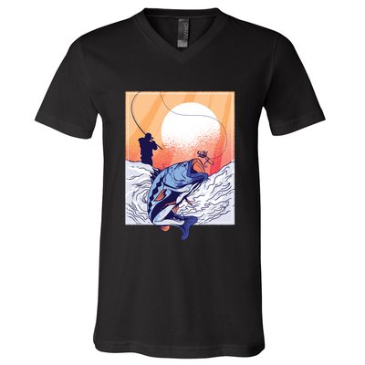 Fisherman Sunset V-Neck T-Shirt